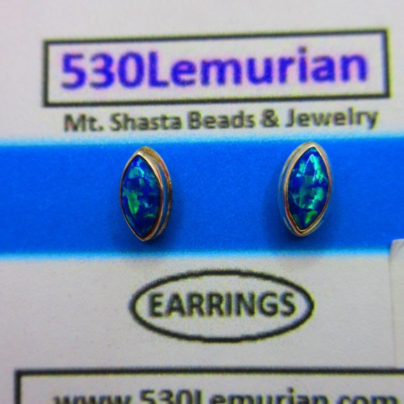 Australian Fire Opal Sterling Silver Gemstone Stud Earrings - Picture 1 of 2